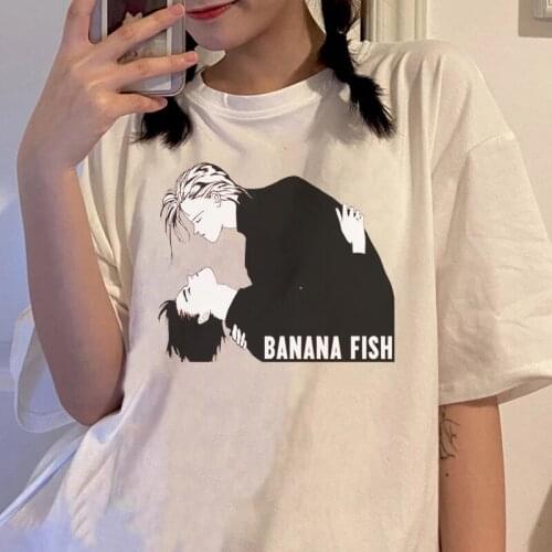 Anime Banana Fish Tshirt Cartoon Fashion Print Tops Harajuku Manga Tee Summer Women Oversized Vintage Vogue Streetwear Camisetas