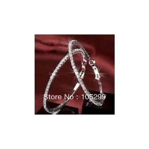 24Hours 30-90MM Mixed Austrian Crystal Stone Sterling Silver Coated Hoop Circle Earring Jewelry Gift