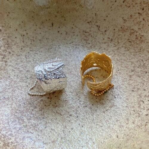 1pc 100% Authentic 925 sterling silver Golden /WHITE Irregular Geometric &Ball Beads chain Band Tassel Rings Long Adjust TLJ1275