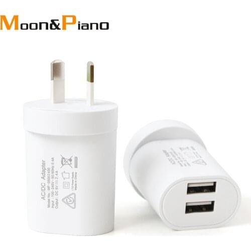 1PC AU Adapter Plug 5V2.4A Dual USB Charger For Smart Mobile Phone AC/DC Adaptor Travel in Australia New Zealand Argentina