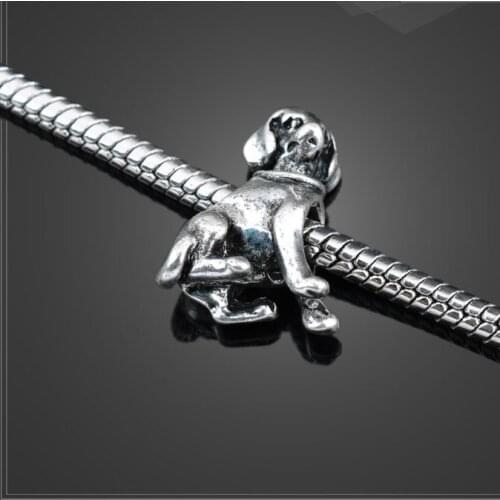 High quality 10 PCS/Lot 12.2mm*16.3mm antique silver plated pendant jewelry dog beads bracelets charms for DIY Bracelets