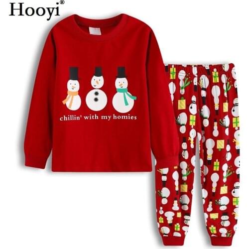 2020 Christmas Baby Boy Pajamas Clothes Suits Red X'MAS Children Gift Pyjamas Sleep Suit Snowman Chillin' With My Homies 2-7Year