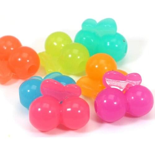 50 Mixed Jelly Color Acrylic Cute Cherry Charm Beads 17X15mm Kids Crafts