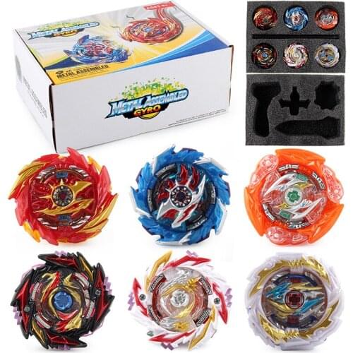 6pcs Bayblade BurstMetal Spinning Top Booster Gyroscope Toy Set With 2pcs Launchers Combination Fighting Toys New In Box