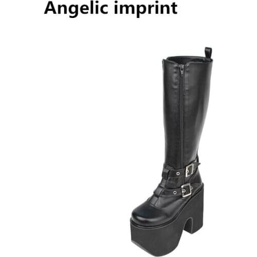 Angelic imprint mori girl Women punk motorcycle cool boots lady lolita Boots woman super high trifle heels pumps shoes 15cm heel