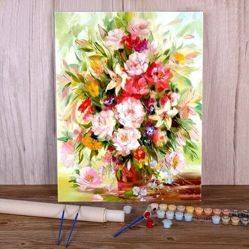 Flower Bouquet DIY Paint By Numbers Complete Kit Oil Paints 40*50 Boards By Numbers Home Decor For Children Wall Handicraft