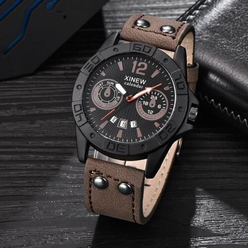 Fashion Leather Band Analog Quartz Round Wrist Business Mens Watch Unisex Clock Mens Cheap Watches Luxury Replica