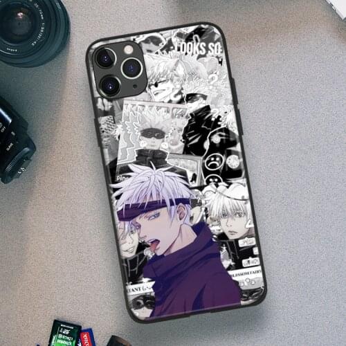Satoru Gojo Jujutsu Kaisen Anime Soft TPU Glass Phone Case for IPhone SE 6s 7 8 Plus X Xr Xs 11 12 Mini Pro Max Samsung