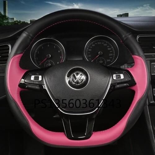 For Volkswagen VW Magotan T-Cross Golf Sagitar Tayron Bora T-ROC Jetta Passat Hand-stitched leather suede steering wheel cover