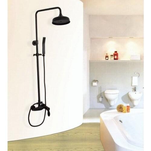 Black oil Antique Brass Wall Mounted Rain Bathroom Rainfall Shower Faucet Set with Hand Held Spray Shower Head Mixer Tap 2hg050