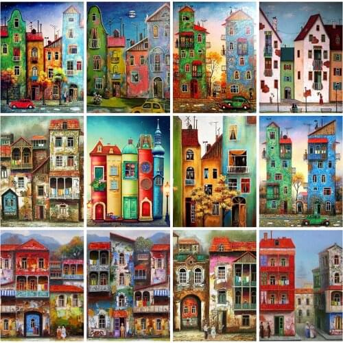 Huacan DIY Diamond Painting Cartoon Diamond Embroidery Cross Stitch House Art Kits Mosaic Handmade Gift