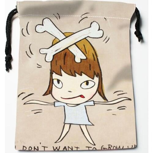 Custom Yoshitomo Nara Drawstring Bags Printed gift bags 18*22cm Travel Pouch Storage Clothes Handbag Makeup Bag