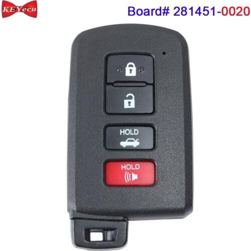 KEYECU for Toyota Avalon 2013 2014 2015 2016 2017 Camry Corolla 2018 2019 Smart Keyless Remote Key Fob 281451-0020 HYQ14FBA