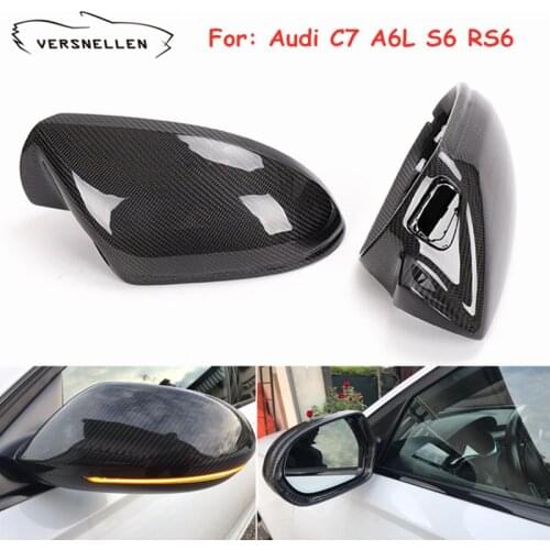 C7 Side Mirror Covers Carbon Fiber Caps for Audi A6L 2012-2018 C7 S6 2013-2018 RS6 2013-2017 Replacement Cover With Lane Assist
