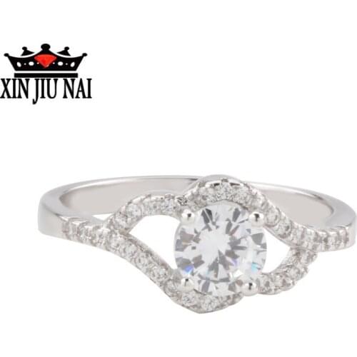 Irregular design micro-set four-claw simulation diamond ring simple wedding ring Plated Platinum color ring