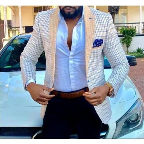 2021 Fashion luxury Plaid wedding suits for men coat man slim fit groom best man party formal leisure Blazer only jacket