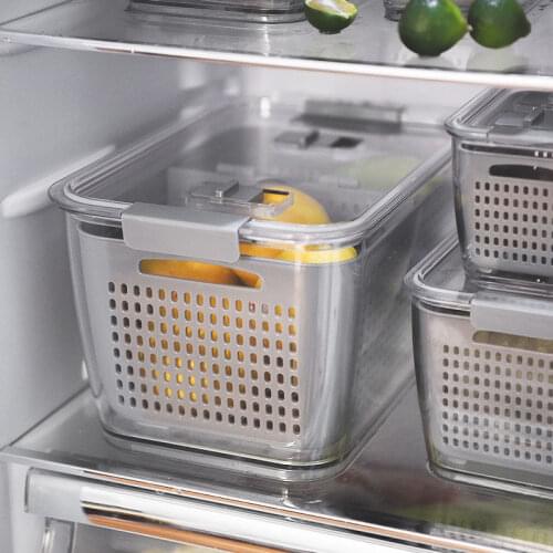 Food-grade plastic fruit fresh-keeping storage box Special large-capacity refrigerator Special kitchen double-layer vegetable si
