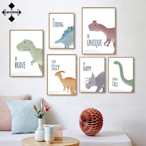 Cartoon Dinosaur Poster and Print Modern Cute Animals Picture for Children Room Decor Nursery Wall Art Canvas Painting Frameless