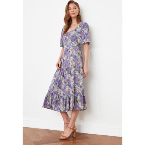 Trendyol Balloon Sleeve Floral Print Dress TWOSS20EL2323