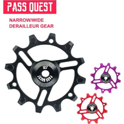 12T MTB Bike bearing jockey wheels PASS QUEST Mountain Aluminum bicycle rear derailleur pulleys For9-12 speed rear Derailleur
