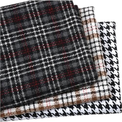 Polyester fabric plaid cloth Thick wool Fashion houndstooth cloth suit pants jacket wool coat clothing diy coarse textile fabric