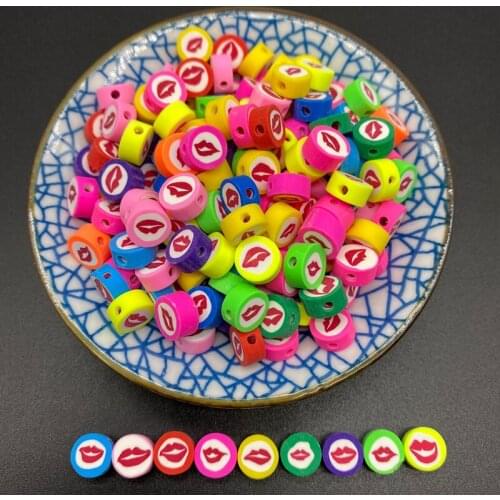 30pcs/Lot 10mm Clay Spacer Beads Oval Shape Lips Beads Polymer Clay Beads For Jewelry Making DIY Handmade Accessories