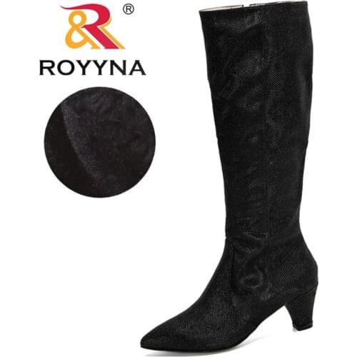 ROYYNA 2020 New Designers Knee-High Work Boots Winter Women Leather Boots Zipper Botas Mujer Female Comfortable Shoes Feminimo