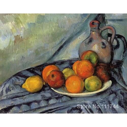 Modern art still life High quality painting of Paul Cezanne Fruit and Jug on a Table Hand painted