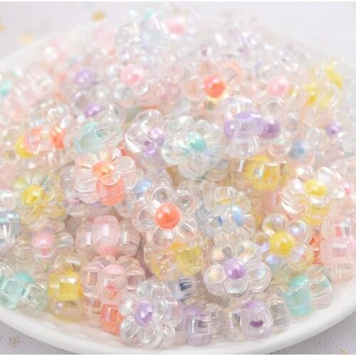 50-150Pcs Transparent Mixing Flower Acrylic Beads 12mm Spacer Loose Beads For DIY Jewelry Making Bracelet Accessories Supplier