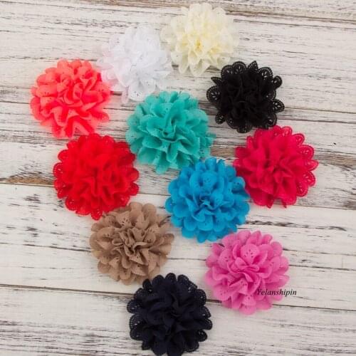 1PC 10CM 20colors Chic Blossom Eyelet Hair Flowers Clips For Kids Hair Accessories Artificial Fabric Flowers Clip For Headbands