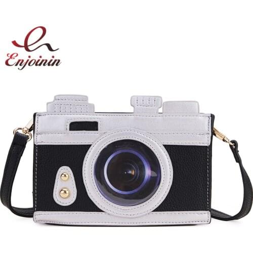 Brown & Black Retro Camera Design Women Purses and Handbags Pu Leather Crossbody Bag Shoulder Bag Casual Clutch Bag