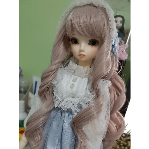 1/3 1/4 1/6 Bjd sd baby bangs high temperature fiber wig young girl with long curly hair doll wig