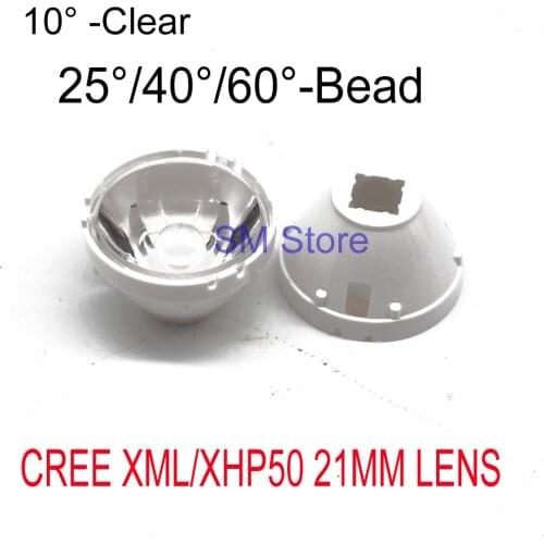 1pcs CREE XML LED XML2 LED XHP50 LED Lens 21mm white holder 10/25/45/60 degree LED LENS/Reflector Collimator