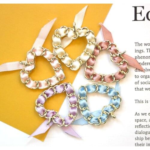 10pcs/Lot Ribbon Peach Heart Diy Handmade Oil Enamel Charms Design for Jewelry Making Earring Bracelet or Necklace