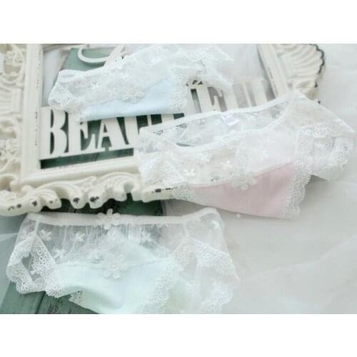 100% Real Photos Princess Lovely Cute Kawaii Lolita Floral Flower Applique Mesh Panties Underwear brief Thong Lingerie WP475