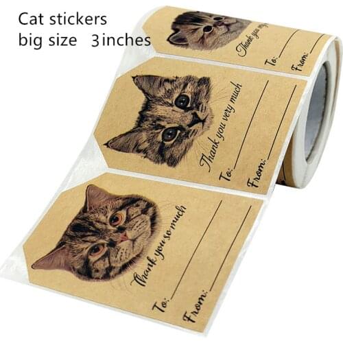 2*3 inch Kawaii Cat thank you Stickers Sealing tape roll sticker for gift packaging decoration craft supplies 250pcs