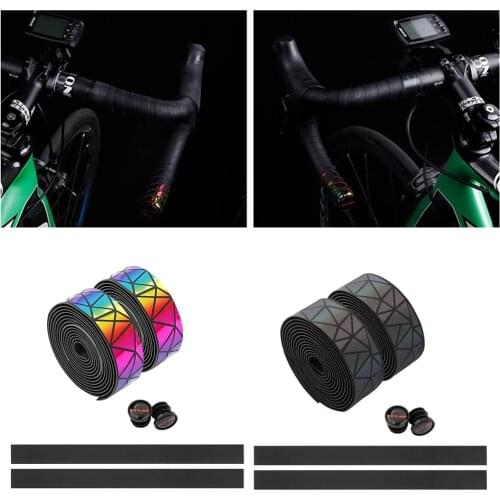 2PCS Cycling Road Bike Bicycle Handlebar Tape Bike Bar Wrap Ribbon Bar Plugs