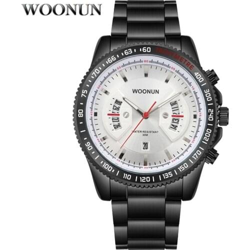 2020 Hot Sale Men Watches Black Big Dial Men Sports Watches Stainless Steel Band Date Quartz Watch reloj hombre erkek kol saati