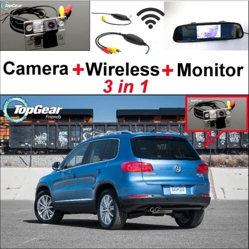 3 in1 Special Rear View Wifi Camera + Wireless Receiver + Mirror Monitor Back Up Parking System For Volkswagen VW Tiguan