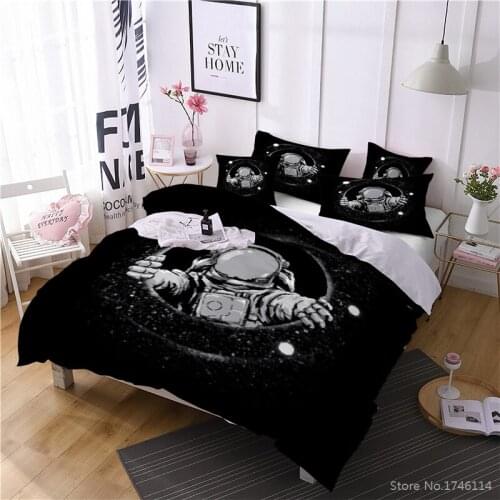 3D Cartoon Astronaut Universe Space Printed Duvet Cover & Pillowcase Set Quilt Cover Set Home Textile Twin Full Queen King Size