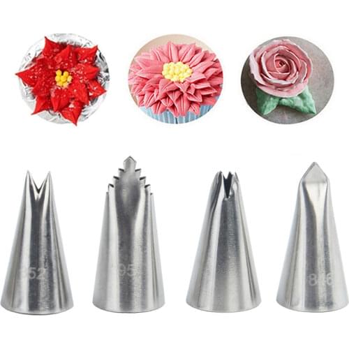 4 Pcs/Set Leaves Metal Cream Tips Cake Decorating Tools Icing Piping Nozzles Cupcake Pastry Tool