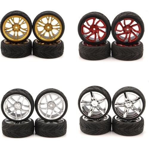 4pcs Rubber Flat Tyres 12mm Hex Wheel&Tires for HSP HPI1:10 RC Car TRNKR