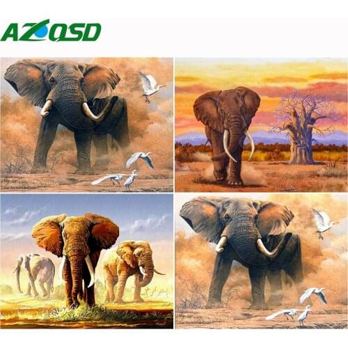 AZQSD DIY Paint By Numbers Elephant Picture For Living Room Home Decoration Unframe Painting By Numbers Animal Handpainted Gift