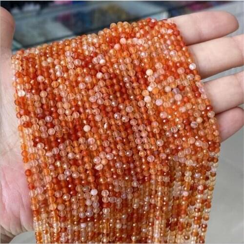 High quality natural gouache agat stone onyx carnelian 2mm 3mm faceted round loose beads fashion diy jewelry 15inch B472