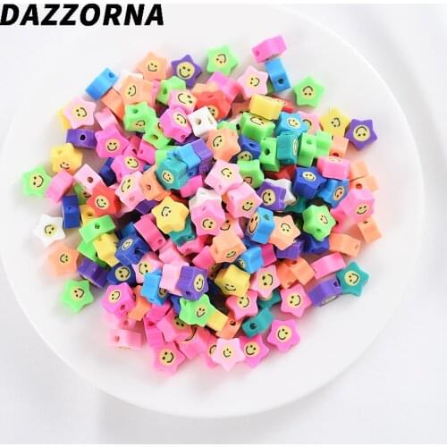 50/100Pcs Charm Mixed Star Shape Smile-Face Polymer Clay Loose Spacer Beads For Jewelry Making DIY Necklace Bracelet Accessories