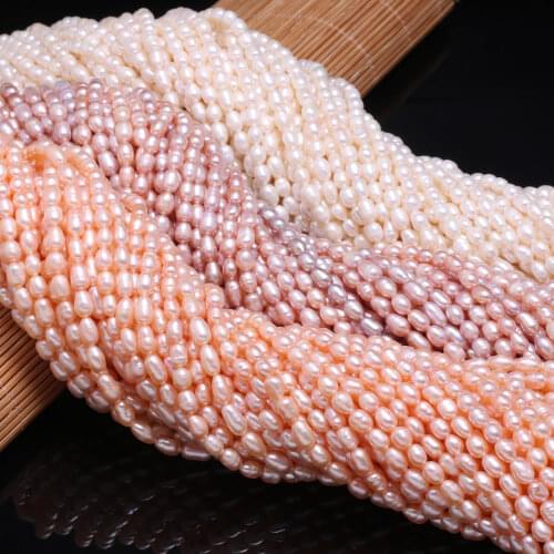 Natural Freshwater Pearl Beads High Quality Rice Shape Punch Loose Beads DIY Elegant Necklace Bracelet for Jewelry Making 4-5MM