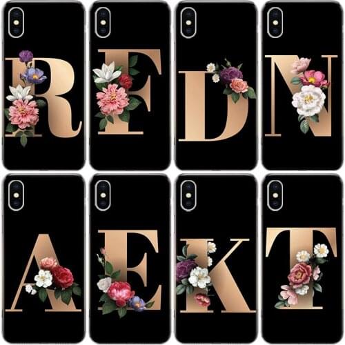 Flower 26 English Name Letters Phone Case For iphone 12 Mini 11 Pro XS MAX SE2020 8 7 6 6S Plus X 5 5S SE XR Cover Shell Coque