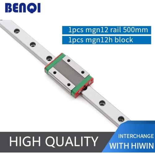Cnc parts 1pc linear guide rail MGN12 500mm + 1pcs MGN12H