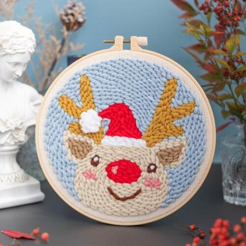 Festival Series DIY Embroidery Material Package Handcraft Poking Embroidery Kit Cute Embroidered Supplies Punch Needle Poked Kit