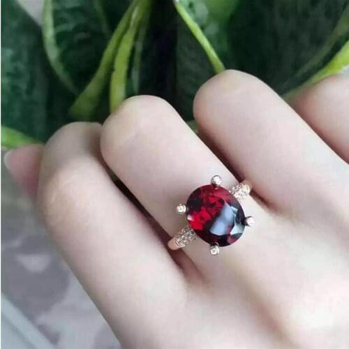 Garnet ring Free shipping Natural and real garnet ring 925 sterling silver 6*8mm gem Fine jewelry